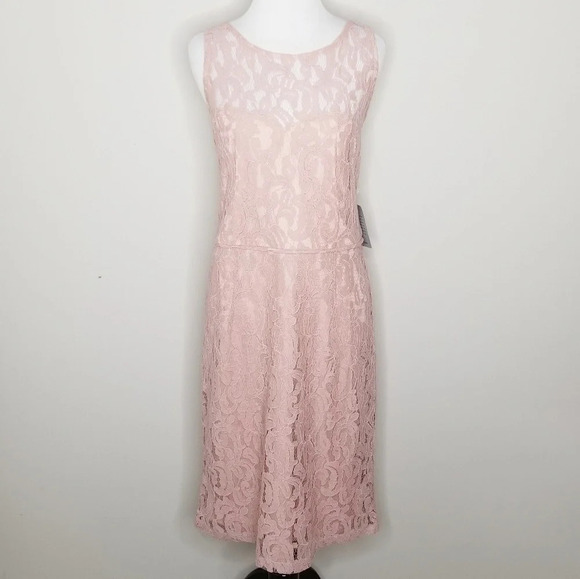 NWT Marina Blush Pink Lace Formal Dress 12 - Picture 1 of 8